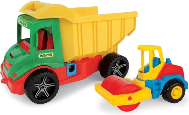 Set de véhicules de chantier MULTI TRUCK – benne basculante et compacteur routier
