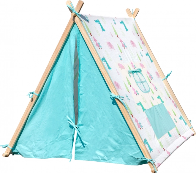 Speeltent voor kinderen met dierenmotief en houten-stof frame