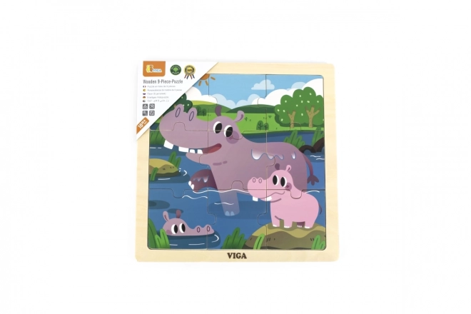 Holzpuzzle Nilpferde Viga, 9 Teile