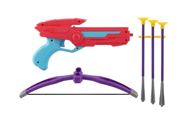 Kleurrijke plastic kruisboog met zuignap pijlen