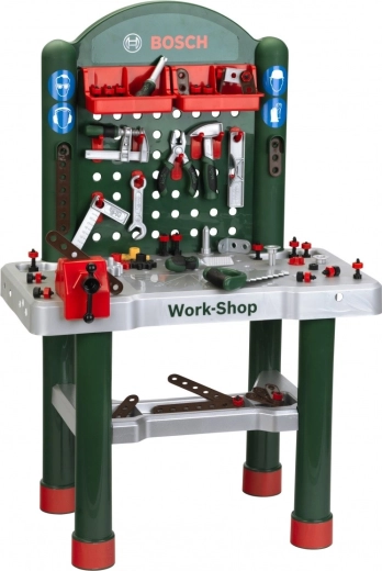 Realistic workshop with vise and pegboard