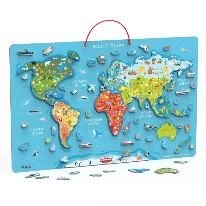 Viga 2v1 educatief bord met magnetische wereldkaart Montessori