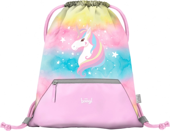 BAAGL SET 3 Airy Rainbow Unicorn: schooltas, pennenzak, zakje