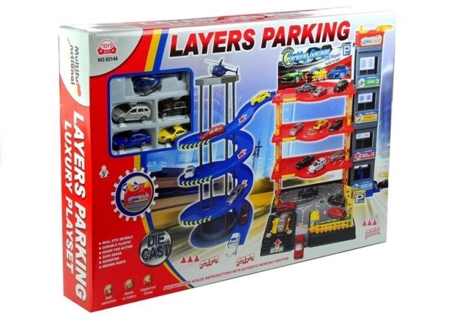 Multi-level Garage with Cars and Helicopter