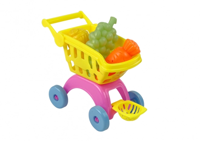 Kinderkasse mit Einkaufskorb und Scanner