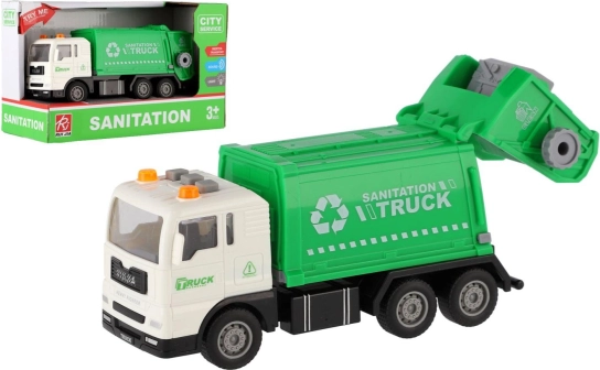Plastic Garbage Truck 17 cm with Friction Motor, Lights and Sounds