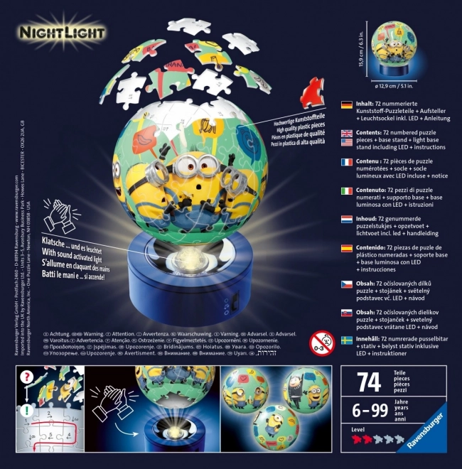 3D puzzel lichtgevende bal Minions
