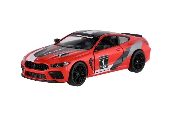 Auto Kinsmart BMW M8 Competition Coupé 1:38 metaal/plastic 12,5cm 4 kleuren met terugtrekmechanisme 12 stuks in doos