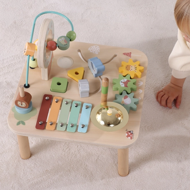 Table d'apprentissage en bois avec labyrinthe musical 5 en 1