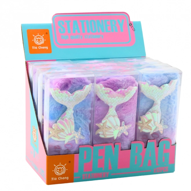 Plüsch-Mäppchen mit Meerjungfrau-Motiv und Pailletten lila-blau