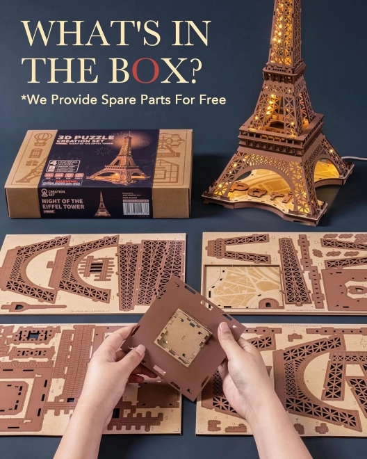RoboTime 3D Houten puzzel Rolife Nacht van de verlichte Eiffeltoren