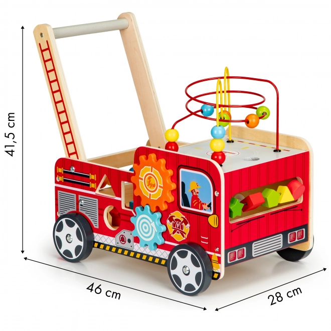 Holz-Lernlaufwagen mit Bauklötzen - Feuerwehrwagen ECOTOYS