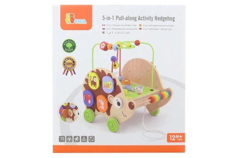 Houten trekdier egel 5-in-1 met activiteiten VIGA