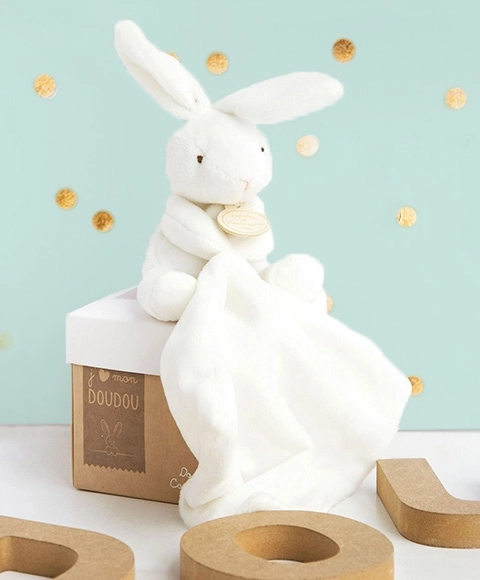Doudou cadeau set - konijntje met knuffeldoek 10 cm