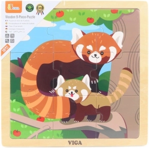 VIGA houten puzzel – rode panda, 9 stukjes