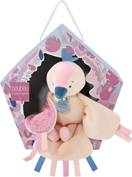 Gift Set Doudou - Musical Plush Toy Bird Pink 23 cm