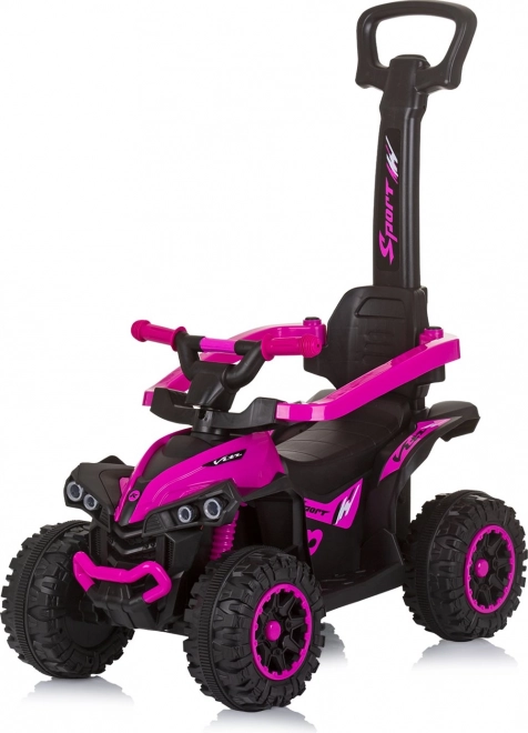 Loopfiets met dak en duwstang ATV Roze