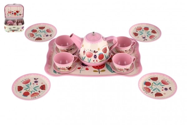 Thee set in koffertin blik 26x19x10,5cm