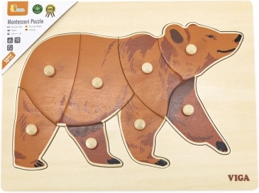 VIGA houten Montessori-puzzel beer met knopjes