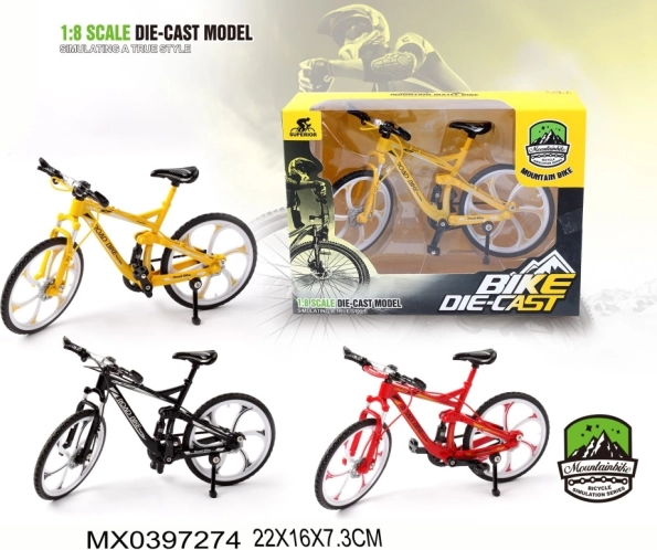 Model van een racefiets 1:8 met veerbesturing en rubberen wielen