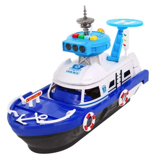 Interactieve politieboot 2-in-1 met opslagruimte en lichten en geluiden