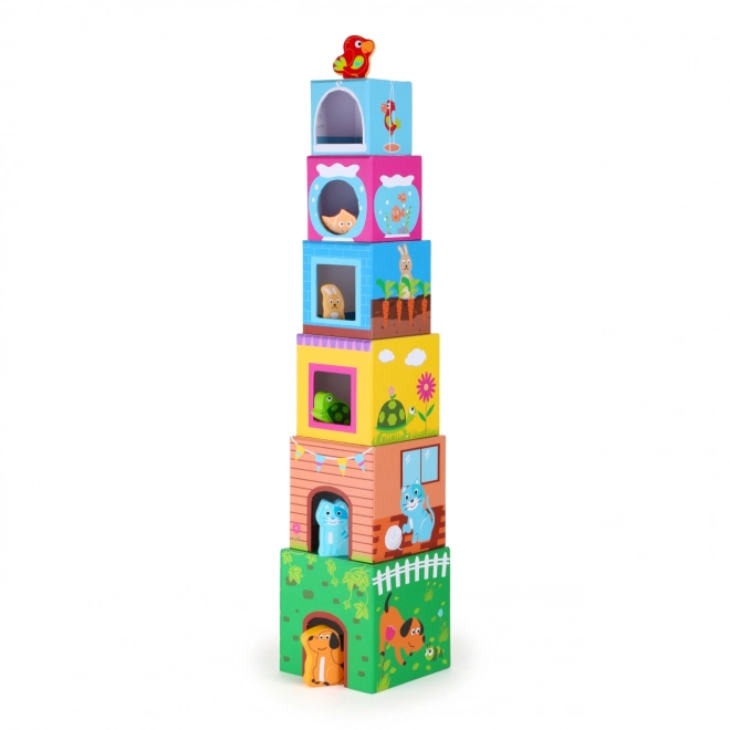 Small Foot Toren met blokken en houten diertjes