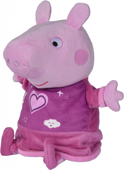 Peppa Pig 2-in-1 pluchen slaapknuffel, speelt + licht, roze, 25 cm