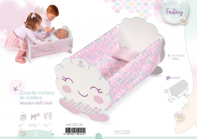DeCuevas 55141 Houten Wiege voor Poppen met Accessoires Ocean Fantasy 2021
