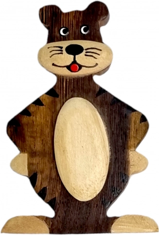 Magnet en bois tigre – décoration faits main pour réfrigérateur