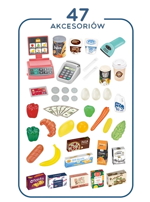 Children's supermarket with shopping cart and 47 accessories Woopie