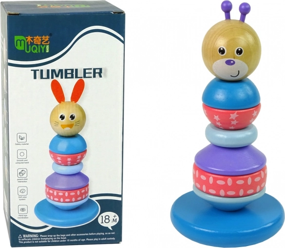 Pyramide éducative en bois Ours en peluche