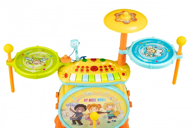 Kinder drums en toetsenbord 2-in-1 met microfoon en LED