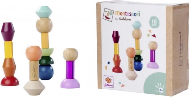 Montessori stapelblokken – houten geometrische bouwset