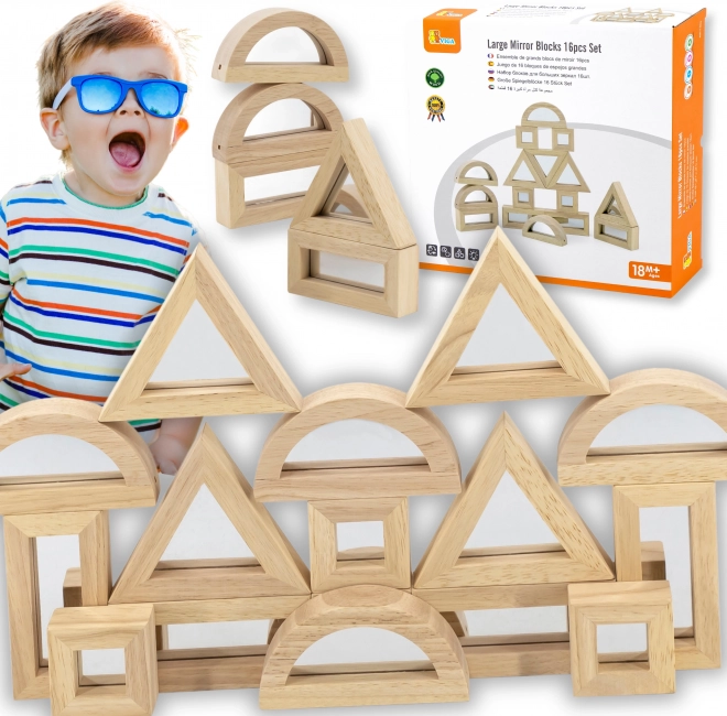 VIGA Wooden Mirror Blocks, 16 pcs