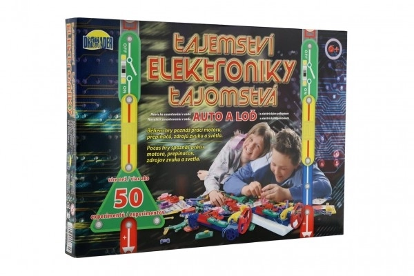 Geheimen van Elektronica - Auto, boot 50 experimenten op batterijen in doos 46,5x33,5x4cm vanaf 6 jaar