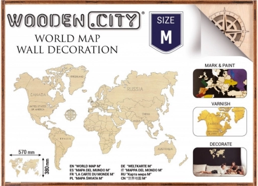 Wooden World Map M 57 × 38 cm WOODEN CITY