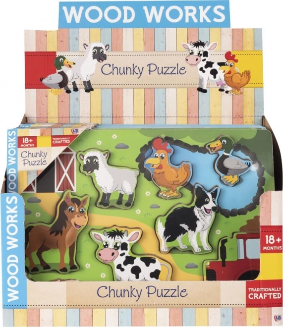 Houten inlegpuzzel Boerderij 1stuk (mix)