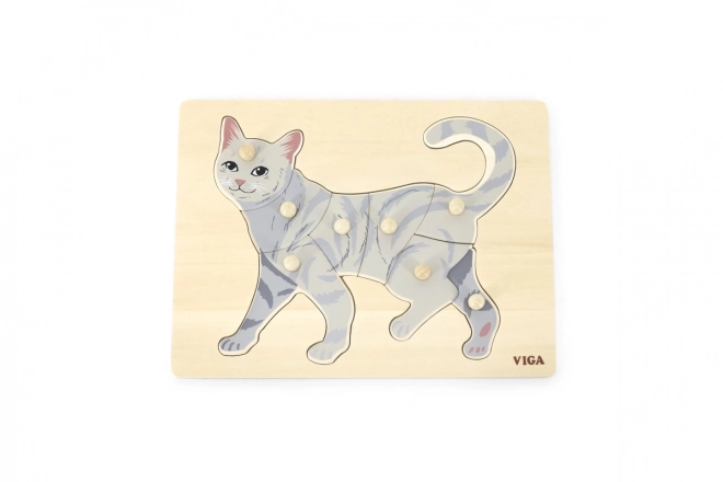 Puzzle en bois à boutons Chat VIGA Montessori