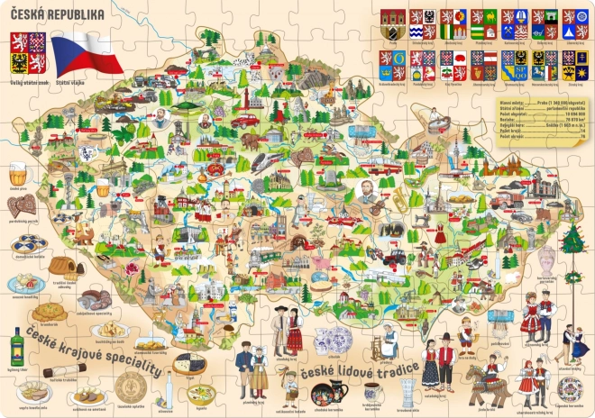 Populaire puzzelkaart van Tsjechië 160 stukjes