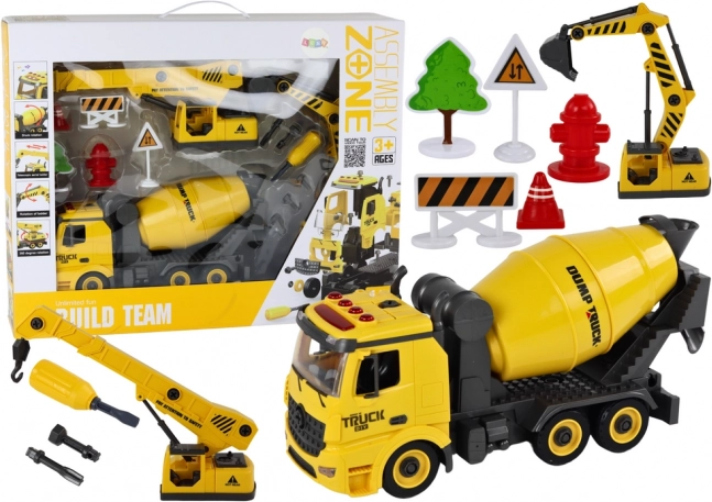 Construction Vehicles 1:12 DIY with Lights and Sounds – Cement Mixer, Crane and Excavator