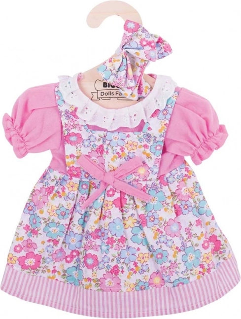 Roze bloemenjurk voor pop van 38 cm met haarband BIGJIGS TOYS