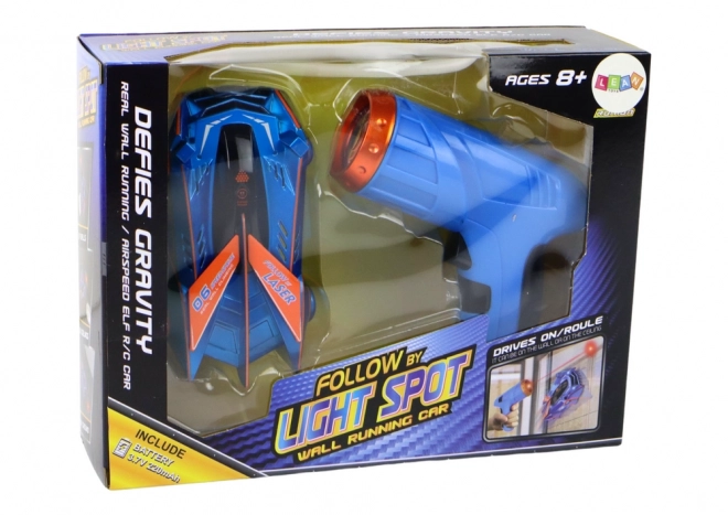 Car on Wall and Ceiling Controlled by Laser