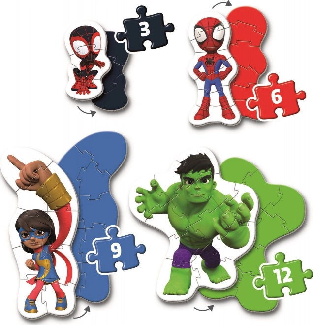 CLEMENTONI Mes premiers puzzles Spidey et ses amis incroyables 4-en-1 (3,6,9,12 pièces)