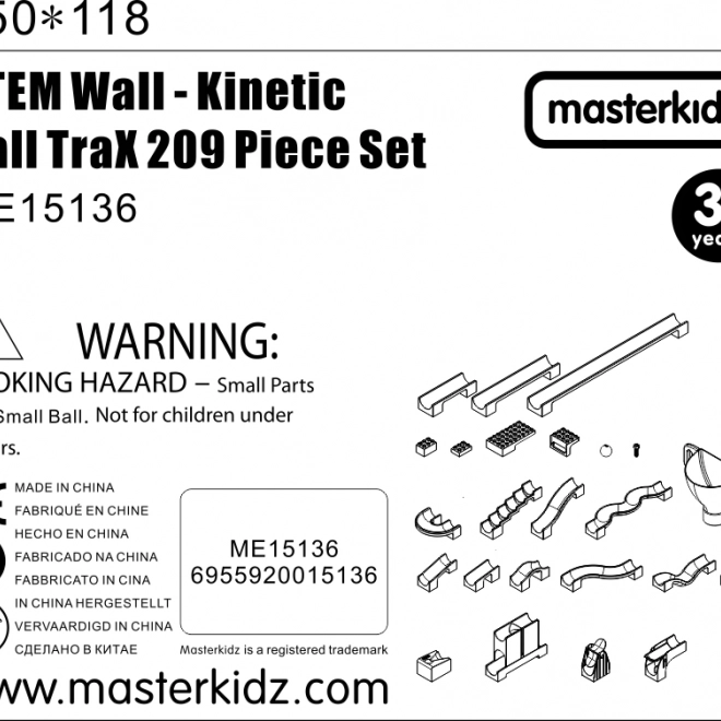 Ensemble de construction Masterkidz STEM pour tableau de piste à billes 209 pièces