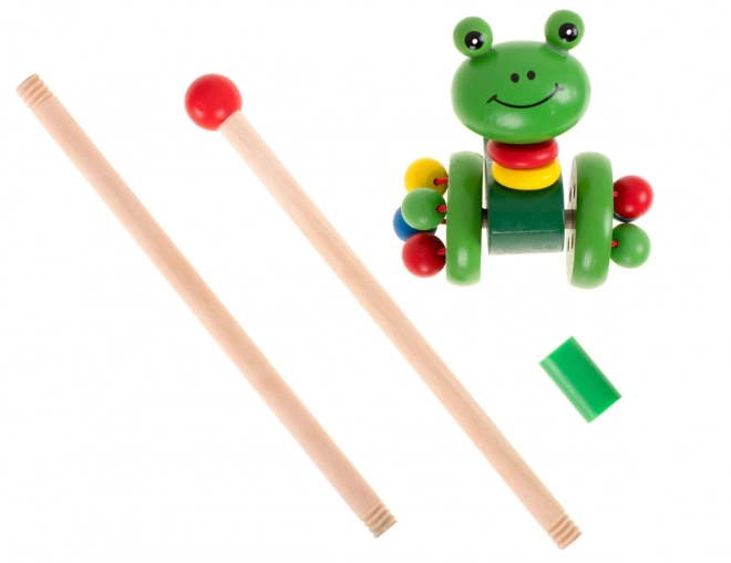 Houten kikker op stok