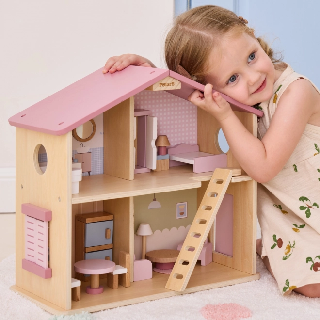 Grote houten poppenhuis met accessoires PolarB Viga
