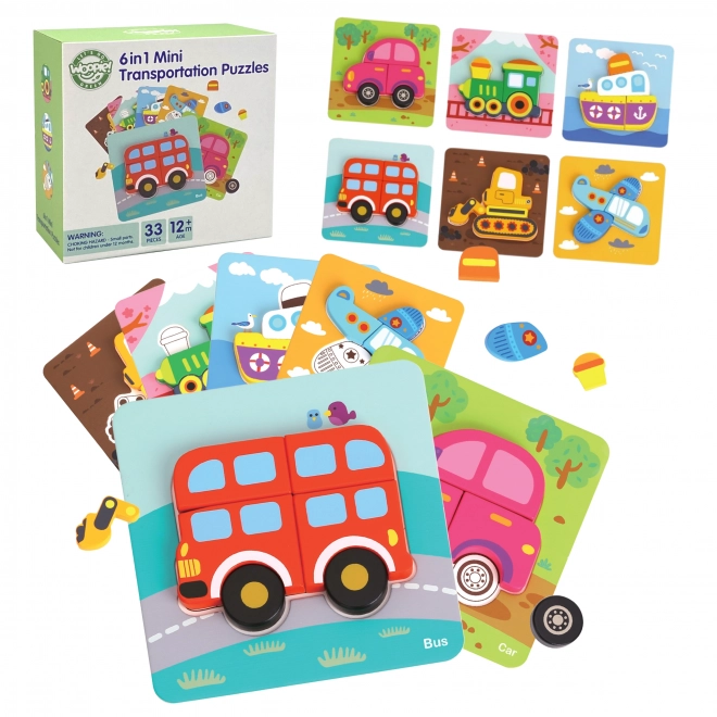 Woopie houten puzzel voertuigen Montessori FSC