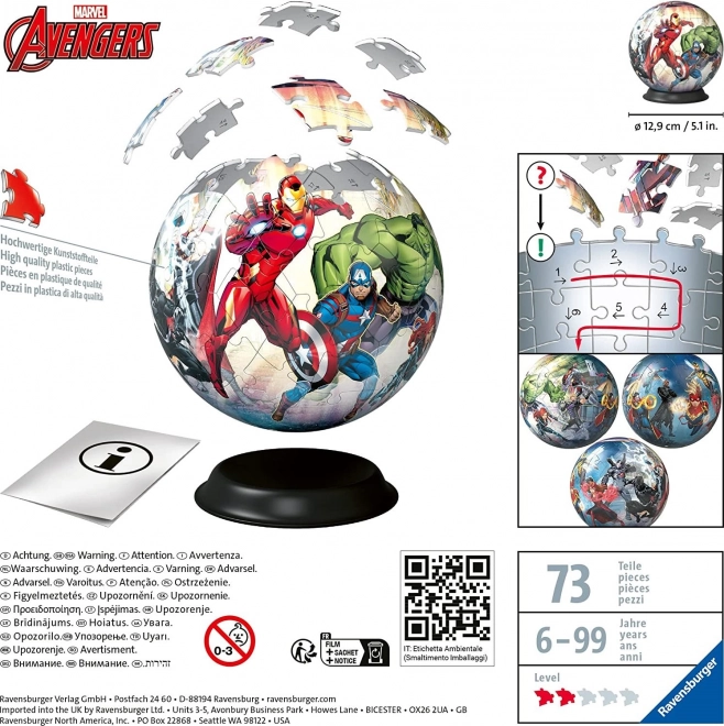 Puzzle-Boule Marvel : Avengers 72 pièces