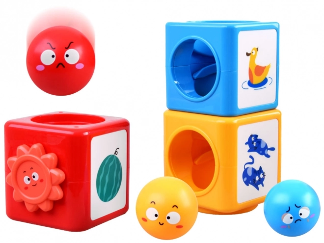 Bunte Bauklötze und Sortierturm für Kinder