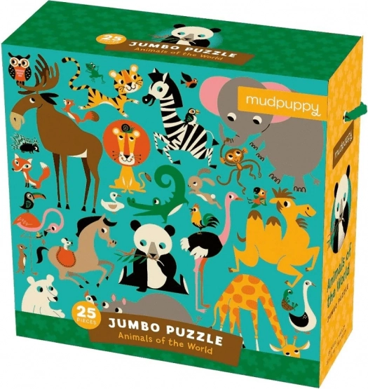 Mudpuppy jumbo puzzel dieren van over de hele wereld 25 stukjes